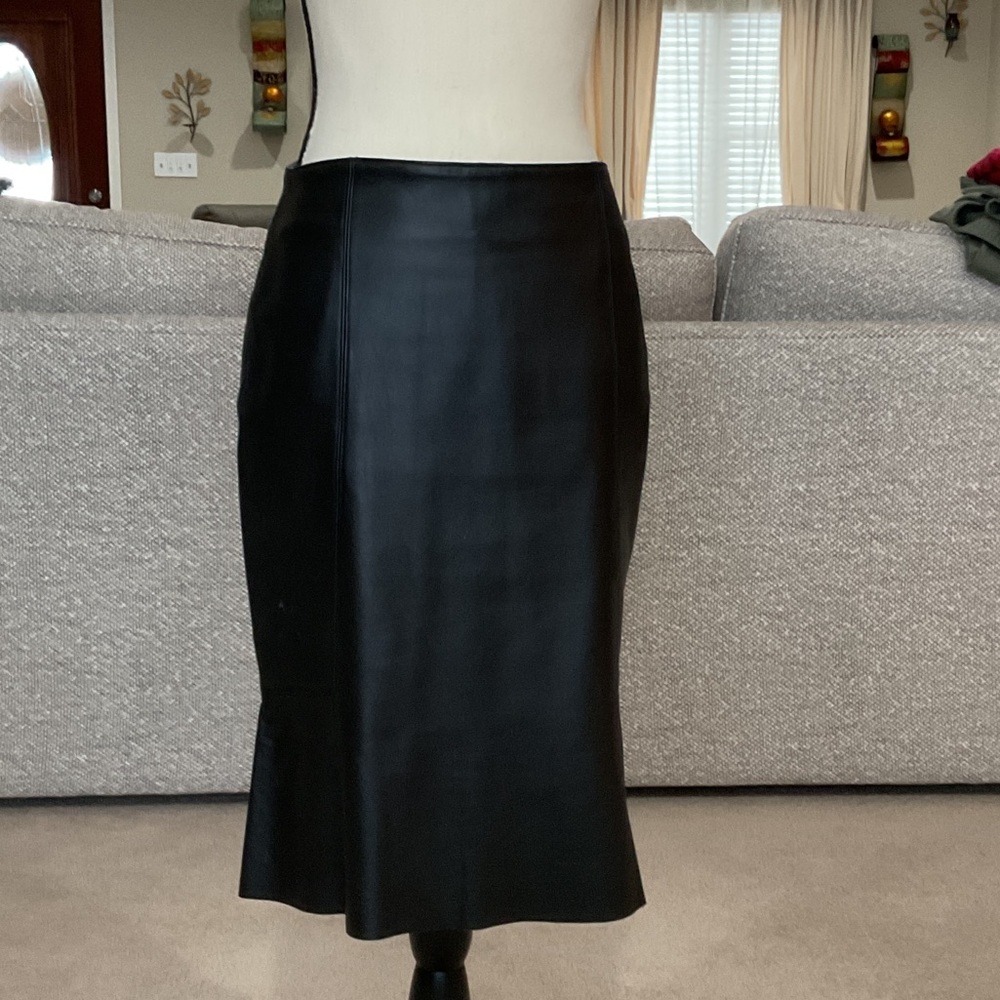 Chic Black real soft  leather penicil skirt